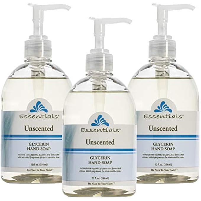 ESSENTIALS CLEARLY NATURAL BY GLYCERIN LIQUID HAND SOAP, UNSCENTED, 12-FLUID OUNCE, PACK OF 3 - Image 1